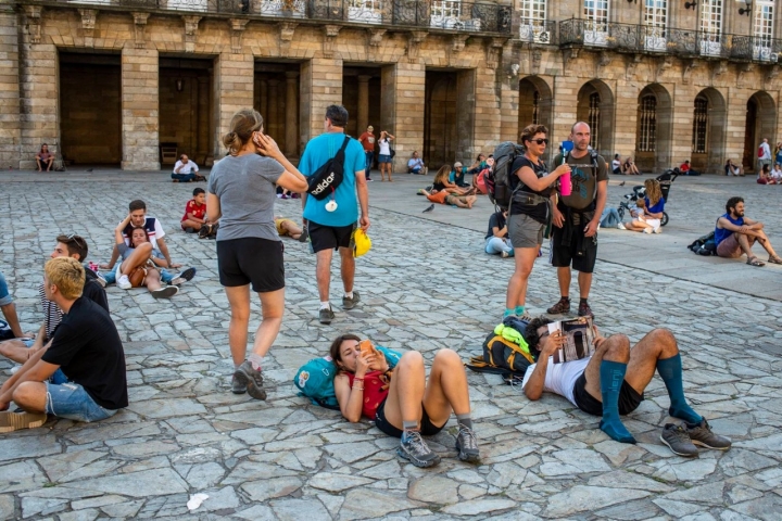 El Obradoiro también da para el descanso. Si no llueve.