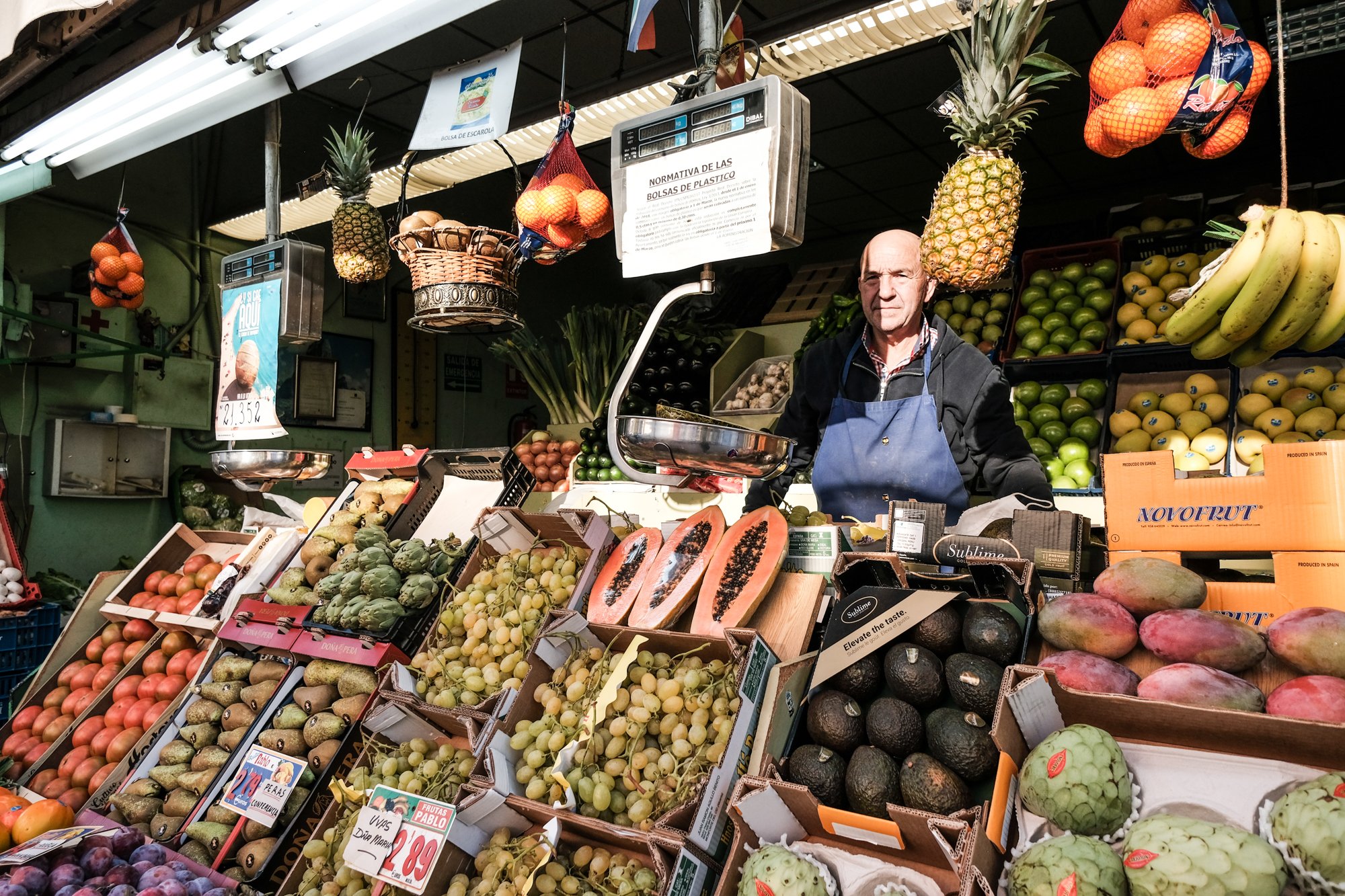 Puesto de frutas del mercado de Vallecas